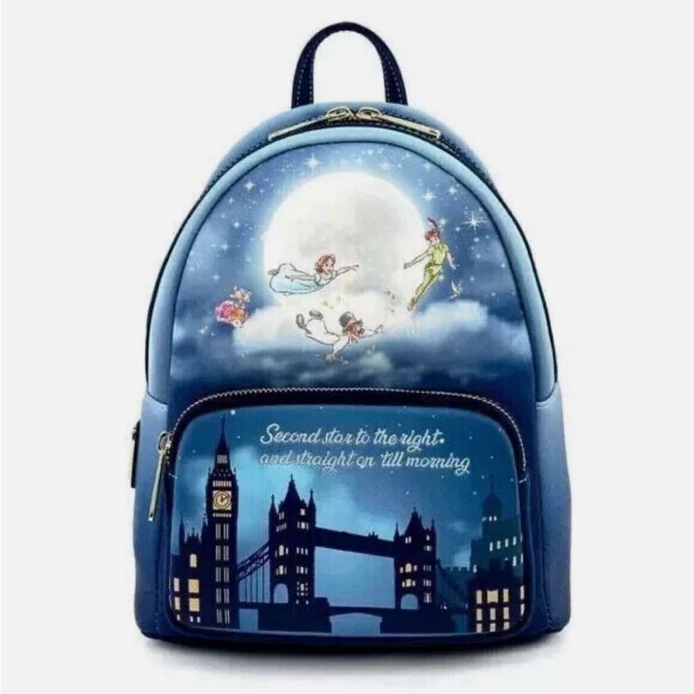 NWT LOUNGEFLY Peter Pan “Second Star” glow in the dark Backpack